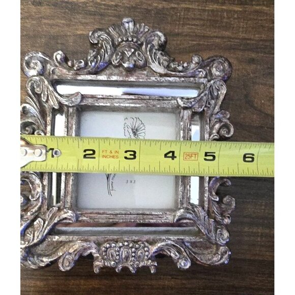 Vntg Holland and Boone Ornate Polished Pewter 3x3 Frame Intricate Scrollwork - Picture 6 of 9